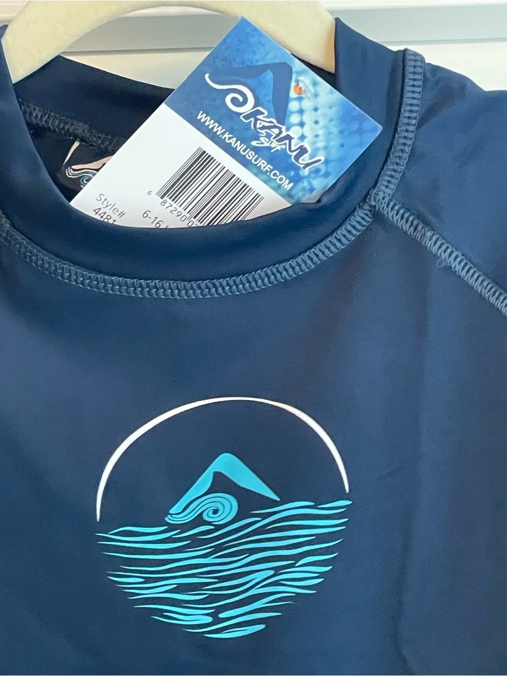 Kanu Surf Kids Navy Blue Short Sleeve Swim Rash Guard NWT